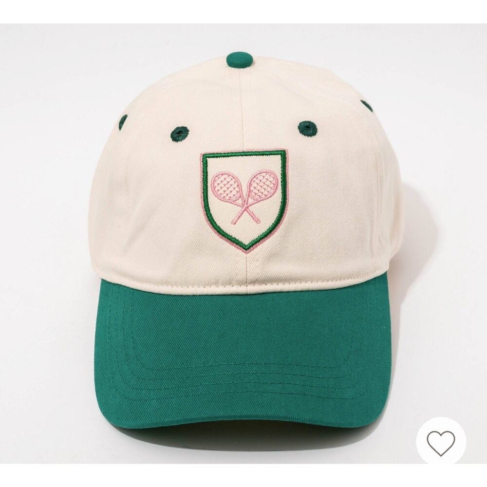 13020 Frasier Sterling Sport Embroidered Tennis Hat Beige/Green/Pink Adjustable